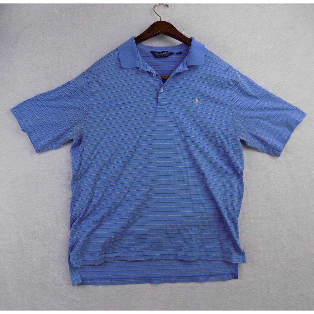 Ralph Lauren Performance Polo Men Large Blue Golf Quick Dry Wicking Stretch Pony